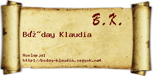 Bóday Klaudia névjegykártya