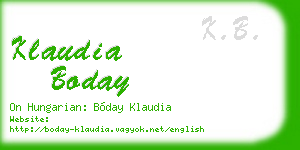 klaudia boday business card